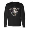 羊が穴から覗いています 農夫 羊飼い 飼い Coolheep Portrait 長袖Tシャツ ギフトのアイデア