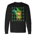 聖パトリックデー 乾杯 ピクセルアート シャムロック ドット絵 レトロゲーム 長袖Tシャツ ギフトのアイデア