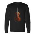 重低音 楽器 モチーフ 作品 コントラバス 長袖Tシャツ ギフトのアイデア