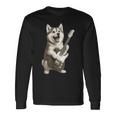 面白いtシャツ シベリアンハスキー 犬 ギター イヌ メンズ グッズ かわいい おもしろ 面白い 服 ネタ 長袖Tシャツ ギフトのアイデア