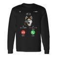 面白いtシャツ シベリアンハスキー 着信 犬 イヌ メンズ グッズ かわいい おもしろ 面白い 服 ネタ 長袖Tシャツ ギフトのアイデア