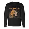 面白いナイトライフ オレンジ 猫 飲酒 ダイエット ドリンク サングラス 長袖Tシャツ ギフトのアイデア