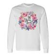 91 Years Loved 91歳の誕生日 フローラルリース ナインティワン 長袖Tシャツ ギフトのアイデア