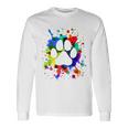 カラフルペイント スプラッター 肉球プリント 猫 犬 長袖Tシャツ ギフトのアイデア