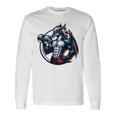 キュートでかわいいグラフィックのドラゴンが筋肉質のシックスパックを表示 長袖tシャツ 長袖Tシャツ ギフトのアイデア