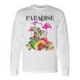 ハワイアンフラワー パラダイス 蝶 ハワイ プリント 長袖Tシャツ ギフトのアイデア