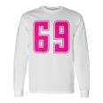 ピンク色背番号 69 チーム短大スポーツピンク色背番号付きユニフォーム 長袖Tシャツ ギフトのアイデア