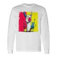 ラマ ダブルピース レトロ ポップ キャラクター グラフィック サイン ジェスチャー 長袖Tシャツ ギフトのアイデア