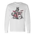 ヴィンテージジャーマンシェパード犬の演奏ドラム。 長袖Tシャツ ギフトのアイデア