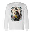 日本の浮世絵 黒子猫 鬼 マスク 魚 ハッピーチャンス アート 長袖Tシャツ ギフトのアイデア