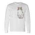 猫のために働いてます サバ白猫 猫好きあるある 社畜ネタ 面白い 長袖Tシャツ ギフトのアイデア