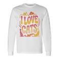 バックプリント 猫好き 引用 おもしろ猫 ミーム I Love Cats 長袖Tシャツ ギフトのアイデア