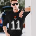 11 番 バスケットボールスタイル ヴィンテージホワイト 長袖Tシャツ 彼への贈り物