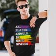 All Placeshould Beafepaces ゲイプライド 同盟国 Lgbtq Month 長袖Tシャツ 彼への贈り物
