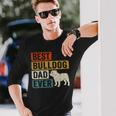 Best Bulldog Dad Ever レトロ ヴィンテージ ブルドッグデザイン 長袖Tシャツ 彼への贈り物