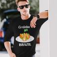 Coxinha 伝統的なブラジル料理 ブラジル国旗 長袖Tシャツ 彼への贈り物