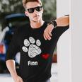 Finn Dog Paw Best Puppy Dog Finn Dog Lover 長袖Tシャツ 彼への贈り物