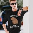 Respect The Capybara げっ歯類好き カピバラ アニマルジョーク 長袖Tシャツ 彼への贈り物