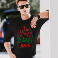 Happy Birthday Gaia かわいいクリスマスガイア 長袖Tシャツ 彼への贈り物