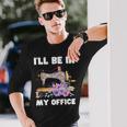 I'll Be In My Office おもしろヴィンテージフローラルミシン 長袖Tシャツ 彼への贈り物