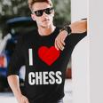 I Love Chess ハートギフト メンズ レディース キッズ アパレル 服 長袖Tシャツ 彼への贈り物