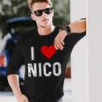I Love Nico ハート アンティーク調 長袖Tシャツ 彼への贈り物