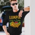Lumpia Makes Me Happyルンピアは私を幸せにする フィリピンの春巻き 料理 食べ物 長袖Tシャツ 彼への贈り物