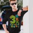Rawr I'm 3 Three Rex Dinosaur 3Rd Birthday Boy Party 長袖Tシャツ 彼への贈り物