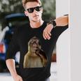 Thinking Monkey Meme 長袖Tシャツ 彼への贈り物