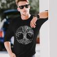 Yggdrasil Tree Of Life バイキング ノルウェー風 ルーン風 ホワイトシンボル 長袖Tシャツ 彼への贈り物