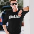 「Glücklich」・ハッピー・ドイツ語デザイン 長袖Tシャツ 彼への贈り物