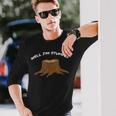 うーん、私は困惑している-木の切り株樹芸家ユーモアダジャレ 長袖Tシャツ 彼への贈り物