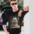 かわいい ハンバーガー おばけ 食べる ハンバーガー ハロウィン 食べ物 恋人 長袖Tシャツ 彼への贈り物
