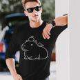 かわいいカピバラと鳥の穏やかな動物愛好家 長袖Tシャツ 彼への贈り物