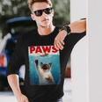 かわいいシャム猫パウズパロディー 猫好きのための猫のミームユーモア 長袖Tシャツ 彼への贈り物