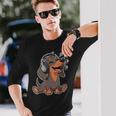 かわいいダックスフント音楽愛好家ヘッドフォン 長袖Tシャツ 彼への贈り物
