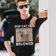 かわいいポップキャットミーム ポップキャット 面白い猫のミーム 長袖Tシャツ 彼への贈り物