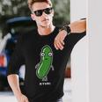きゅうり 顔 イラスト かわいい おもしろ 面白い 簡単 シンプル ゆるい 野菜 長袖Tシャツ 彼への贈り物