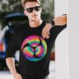 みつどもえシンボル 70年代 タイダイ 太鼓ドラマー 長袖Tシャツ 彼への贈り物
