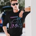 やんのかステップ長毛ねこ パステルカラーver おもしろ ゆるかわ かわいい ギフト 猫好き 長袖Tシャツ 彼への贈り物