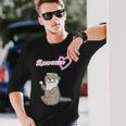 ゆるカワウソさん まるくん『おはなの かんむり』コツメカワウソ かわいい イラスト 長袖Tシャツ 彼への贈り物