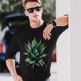 アガベ植物コレクターアガベメキシカン民俗画 長袖Tシャツ 彼への贈り物