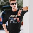 アメリカのトラック運転手 アメリカの国旗 愛国的なトラック運転手 ビッグリグ 長袖Tシャツ 彼への贈り物