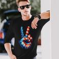 アメリカ国旗 愛国心 平和 手 指 サイン ジェスチャー 長袖Tシャツ 彼への贈り物