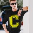 アルファベット C 大文字 イニシャル クラシック 学校 カレッジ 長袖Tシャツ 彼への贈り物