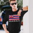 アロハのハワイ州旗 長袖Tシャツ 彼への贈り物