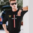 インドネシア国旗、インドネシアのシルエットマップ、国章 長袖tシャツ 長袖Tシャツ 彼への贈り物