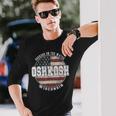 ウィスコンシン州オシュコシュ、ビンテージアメリカ国旗 長袖Tシャツ 彼への贈り物