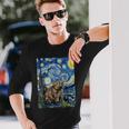 ウォンバット 星月夜 ゴッホスタイル アートペインティング 長袖Tシャツ 彼への贈り物