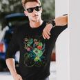ウクレレミュージックフラワーズハワイ 長袖Tシャツ 彼への贈り物